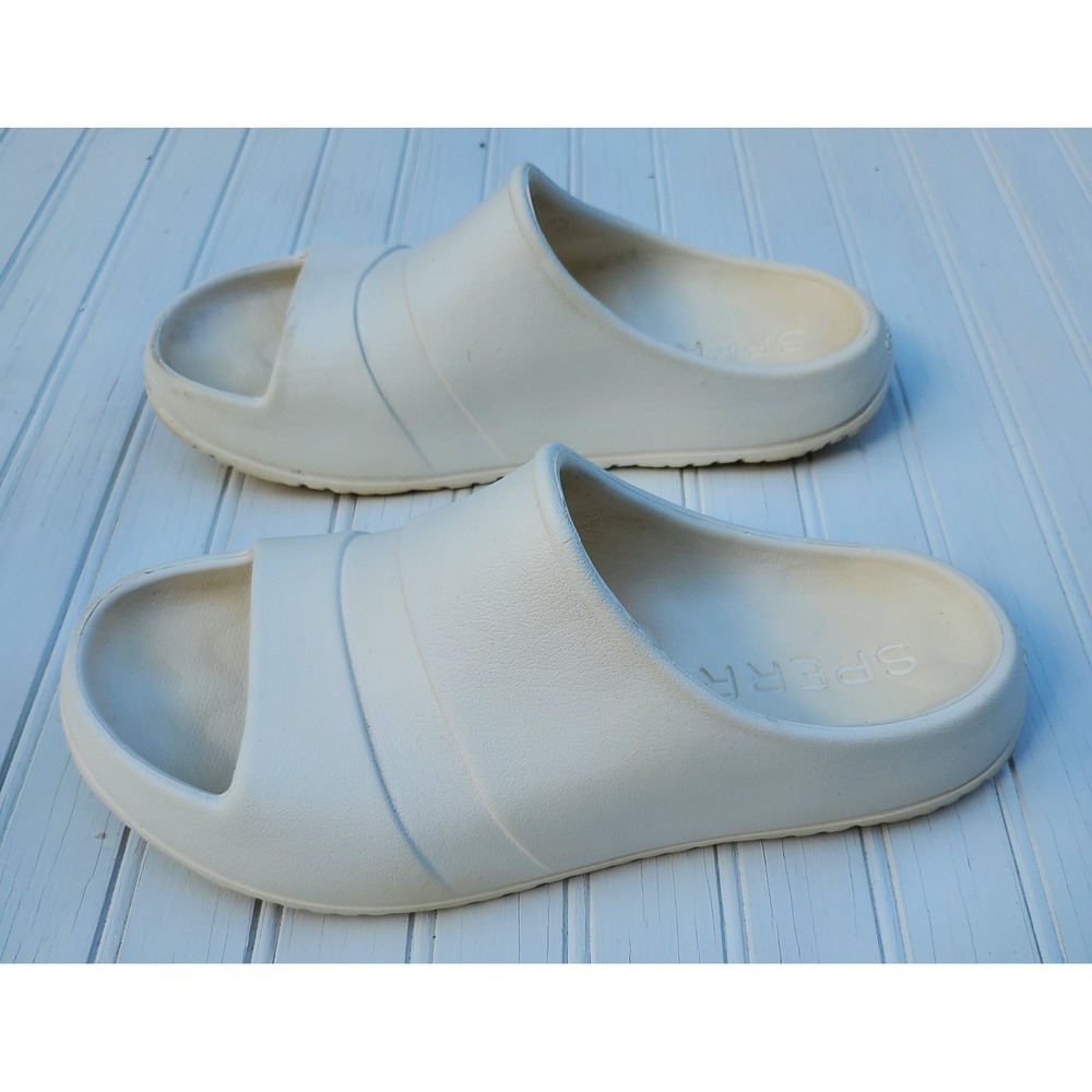 Sperry Float Slides Mens 7 Womens 9 Off White Cream Foam Sandals Slip On Shoes